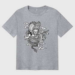 Футболка оверсайз мужская ДРАКОН DRAGON, цвет: меланж