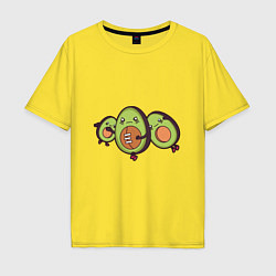 Футболка оверсайз мужская Авокадо играют в Регби, цвет: желтый