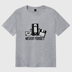 Футболка оверсайз мужская Never Forget Эпоха VHS, цвет: меланж