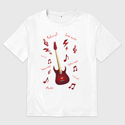 Футболка оверсайз мужская Красная гитара Рок музыка, цвет: белый