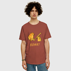 Футболка оверсайз мужская Doge Bonk go to horny jail, цвет: кирпичный — фото 2
