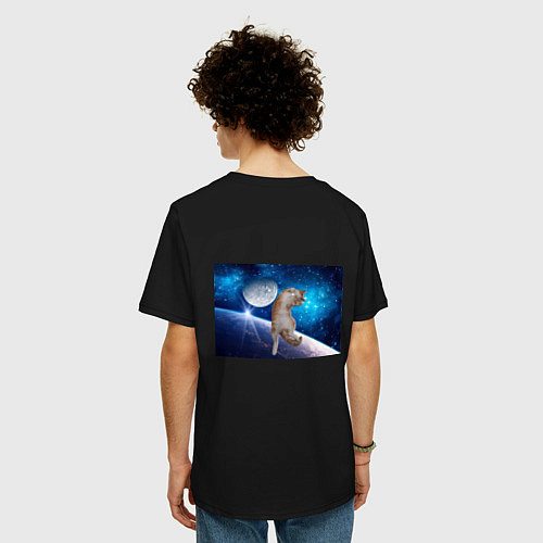 Мужская футболка оверсайз Кисулькин в космосе / Черный – фото 4