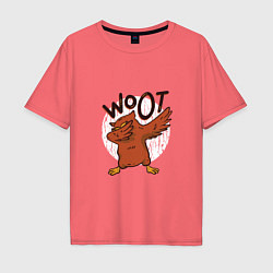 Футболка оверсайз мужская Dabbing Owl, цвет: коралловый