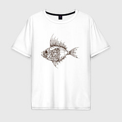 Мужская футболка оверсайз Стимпанк Рыба Steampunk Fish Z