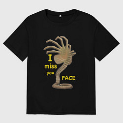 Футболка оверсайз мужская I miss you face, цвет: черный