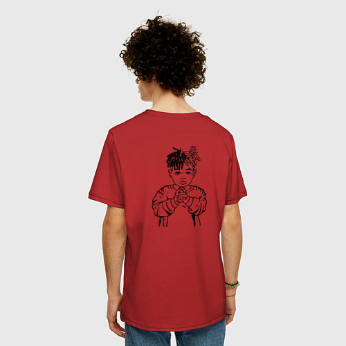 Мужская футболка оверсайз XXXTENTACION LOVE / Красный – фото 4