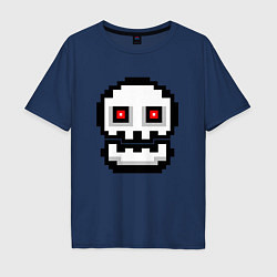 Футболка оверсайз мужская Skull Geometry Dash, цвет: тёмно-синий