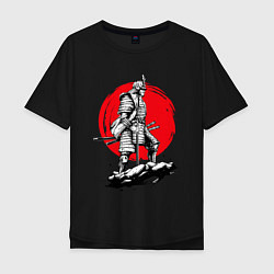 Футболка оверсайз мужская Воин-самурай, цвет: черный