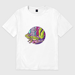 Футболка оверсайз мужская Cool Lizard Крутая ящерица, цвет: белый
