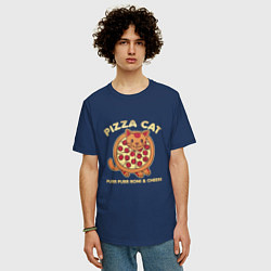 Футболка оверсайз мужская Pizza Cat, цвет: тёмно-синий — фото 2