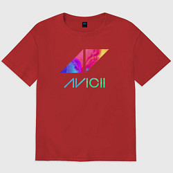 Футболка оверсайз мужская AVICII RAIBOW, цвет: красный