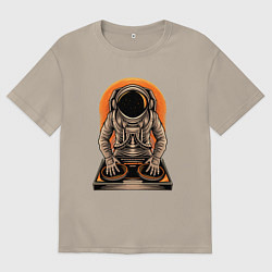 Футболка оверсайз мужская Космонавт диджей - cosmo DJ, цвет: миндальный
