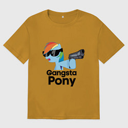 Футболка оверсайз мужская Gangsta pony, цвет: горчичный