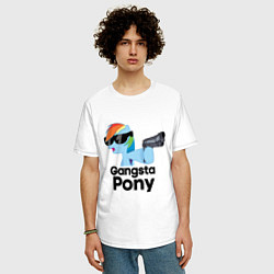Футболка оверсайз мужская Gangsta pony, цвет: белый — фото 2