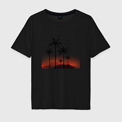 Футболка оверсайз мужская Palm tree, цвет: черный