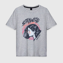 Футболка оверсайз мужская Девушка - пантера StayWild, цвет: меланж