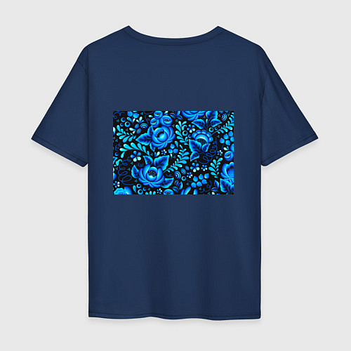 Мужская футболка оверсайз Гжель / Тёмно-синий – фото 2