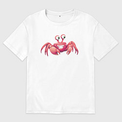 Футболка оверсайз мужская Счастливый краб, цвет: белый
