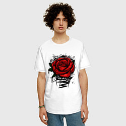 Футболка оверсайз мужская Красная Роза Red Rose, цвет: белый — фото 2