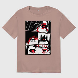 Футболка оверсайз мужская Токийский Гуль, цвет: пыльно-розовый