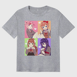 Футболка оверсайз мужская Girls Doki Doki коллаж, цвет: меланж