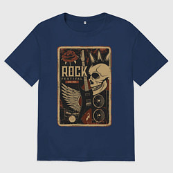 Футболка оверсайз мужская Rock festival, цвет: тёмно-синий
