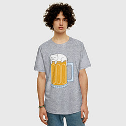 Футболка оверсайз мужская Beer Cat, цвет: меланж — фото 2