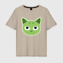 Футболка оверсайз мужская Green Cat, цвет: миндальный