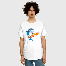 Футболка оверсайз мужская Акула серфер, цвет: белый — фото 2