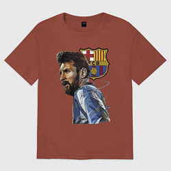 Футболка оверсайз мужская Lionel Messi Barcelona Argentina Striker, цвет: кирпичный