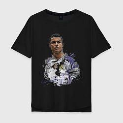 Футболка оверсайз мужская Cristiano Ronaldo Manchester United Portugal, цвет: черный