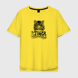Футболка оверсайз мужская Tiger Тигр, цвет: желтый