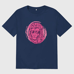 Мужская футболка оверсайз Лев в очках