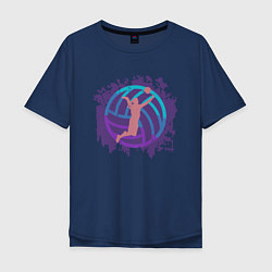 Футболка оверсайз мужская Violet Volleyball, цвет: тёмно-синий
