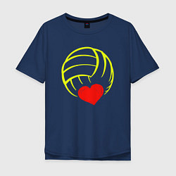 Футболка оверсайз мужская Volleyball Heart, цвет: тёмно-синий