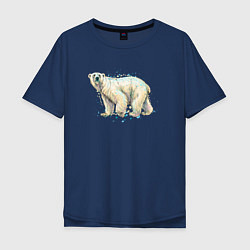 Футболка оверсайз мужская Белый медведь, цвет: тёмно-синий