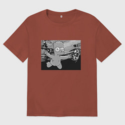 Футболка оверсайз мужская Simpsons x Nirvana, цвет: кирпичный