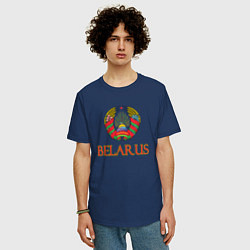 Футболка оверсайз мужская Герб Belarus, цвет: тёмно-синий — фото 2