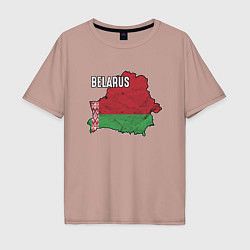 Футболка оверсайз мужская Belarus Map, цвет: пыльно-розовый