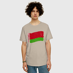 Футболка оверсайз мужская Флаг - Беларусь, цвет: миндальный — фото 2