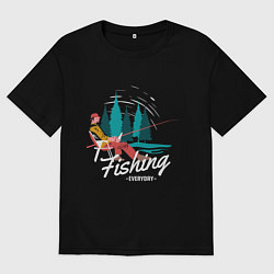 Футболка оверсайз мужская Рыбацкая, цвет: черный