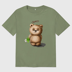 Футболка оверсайз мужская Медведь, цвет: авокадо