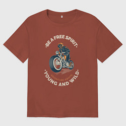 Футболка оверсайз мужская Свободный дух, цвет: кирпичный