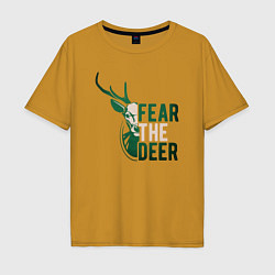 Футболка оверсайз мужская Fear The Deer, цвет: горчичный