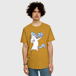 Футболка оверсайз мужская Unicorn Volleyball, цвет: горчичный — фото 2