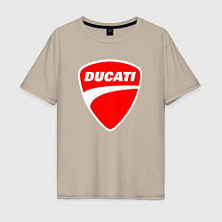 Футболка оверсайз мужская DUCATI ДУКАТИ ЭМБЛЕМА, цвет: миндальный