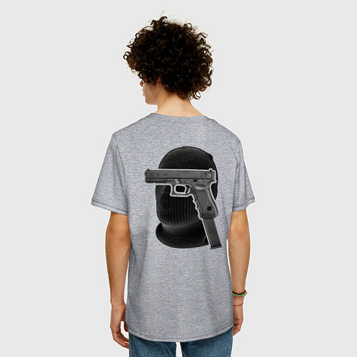 Мужская футболка оверсайз Drill jugg black двусторонняя / Меланж – фото 4