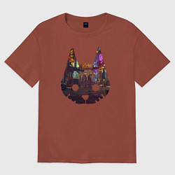 Футболка оверсайз мужская Stray: City Cat, цвет: кирпичный