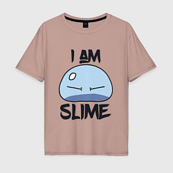 Футболка оверсайз мужская I AM SLIME, Я СЛИЗЬ, цвет: пыльно-розовый