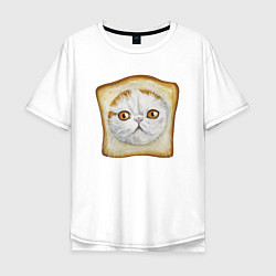 Футболка оверсайз мужская Bread Cat, цвет: белый